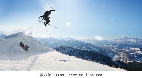 蓝色励志运动背景运动生命在于运动滑雪运动